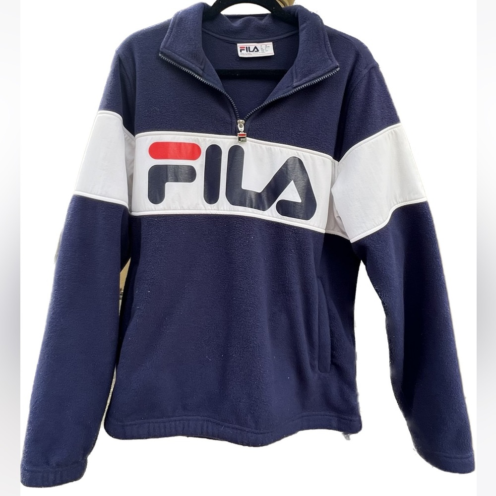 navy FILA fleece quarter zip